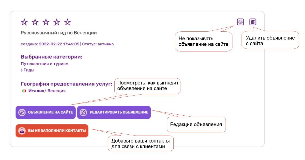 Редактировать/удалить объявление 